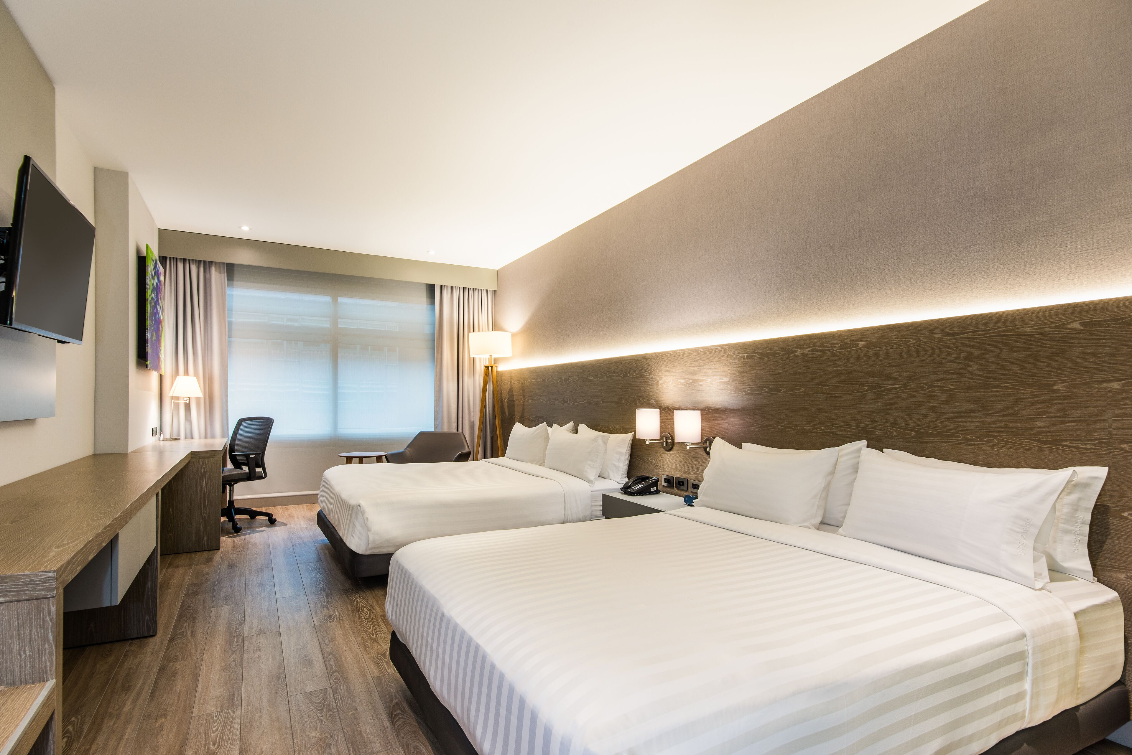 standard room, 2 queen beds | 1 bedroom, minibar, in-room safe, desk