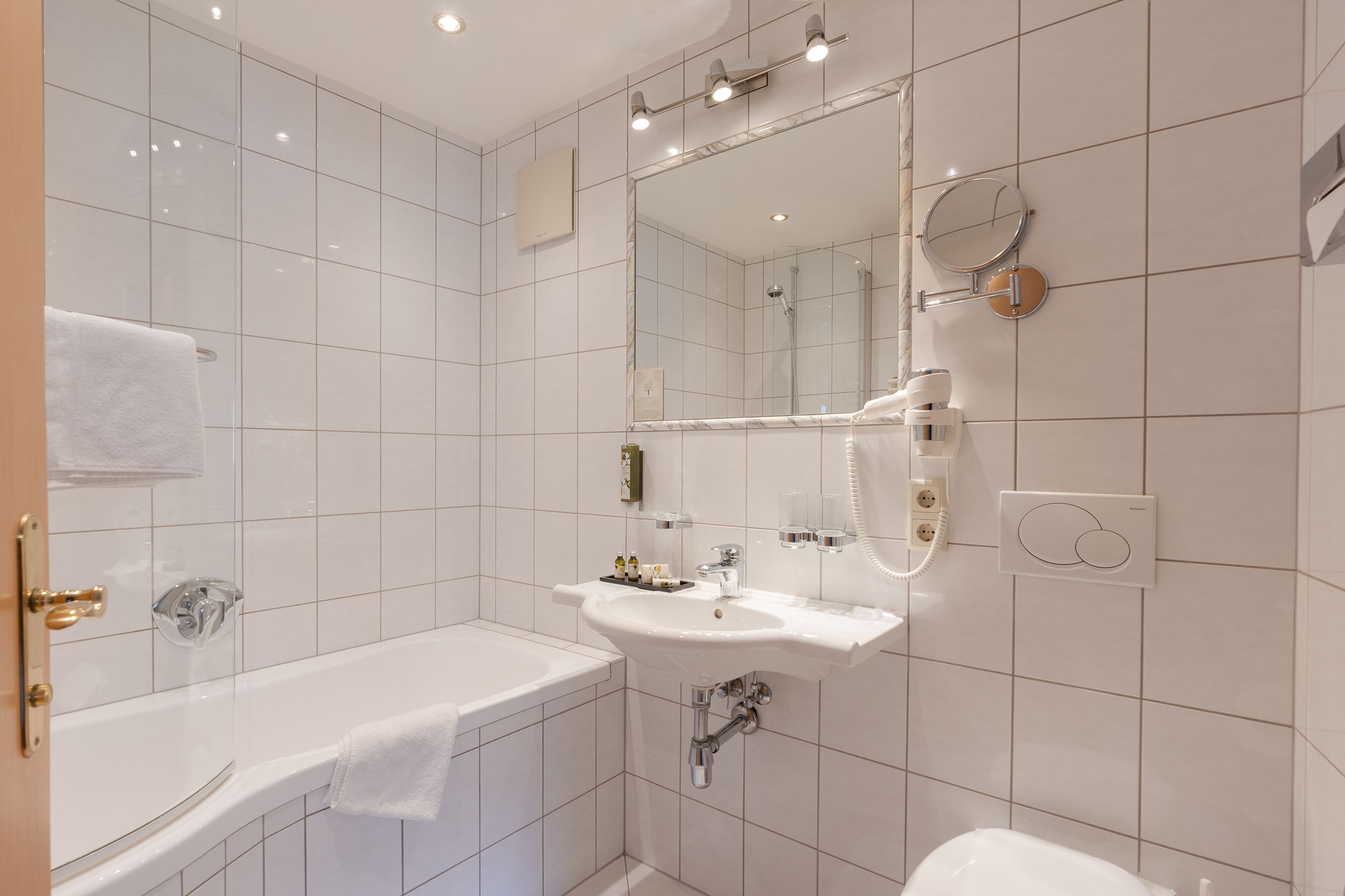 free toiletries, hair dryer, bathrobes, slippers