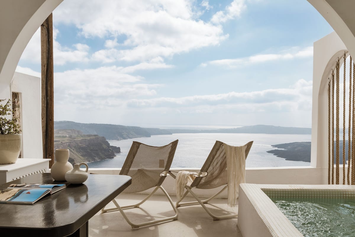 蜜月套房, 海景 (Outdoor Jetted Tub, Caldera View) | 阳台