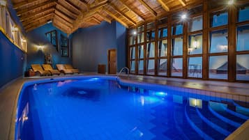 Indoor pool, open 4 PM to 9 PM, sun loungers