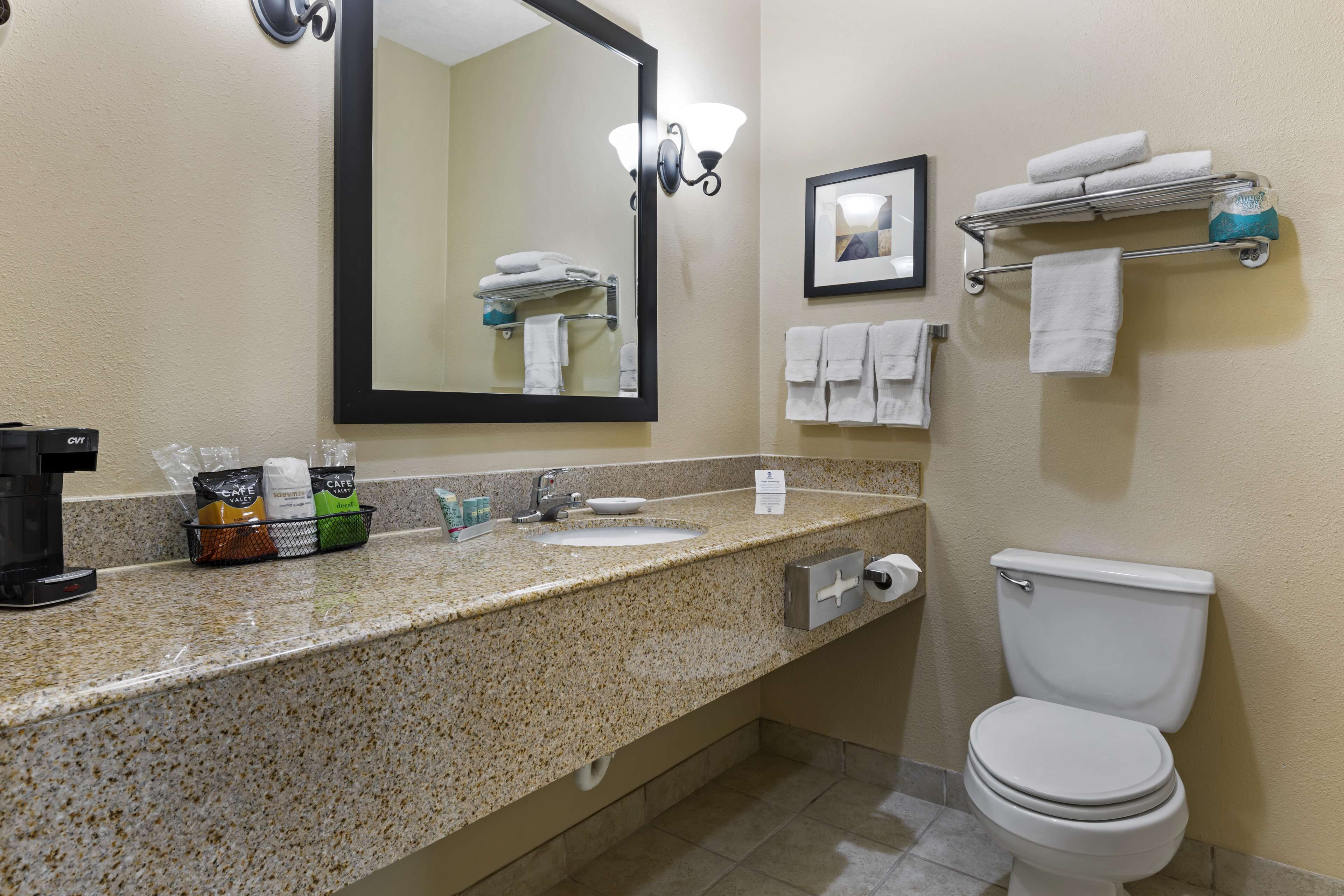 suite, 1 king bed, non smoking, refrigerator & microwave (with sofabed) | bathroom | free toiletries, hair dryer, towels, soap