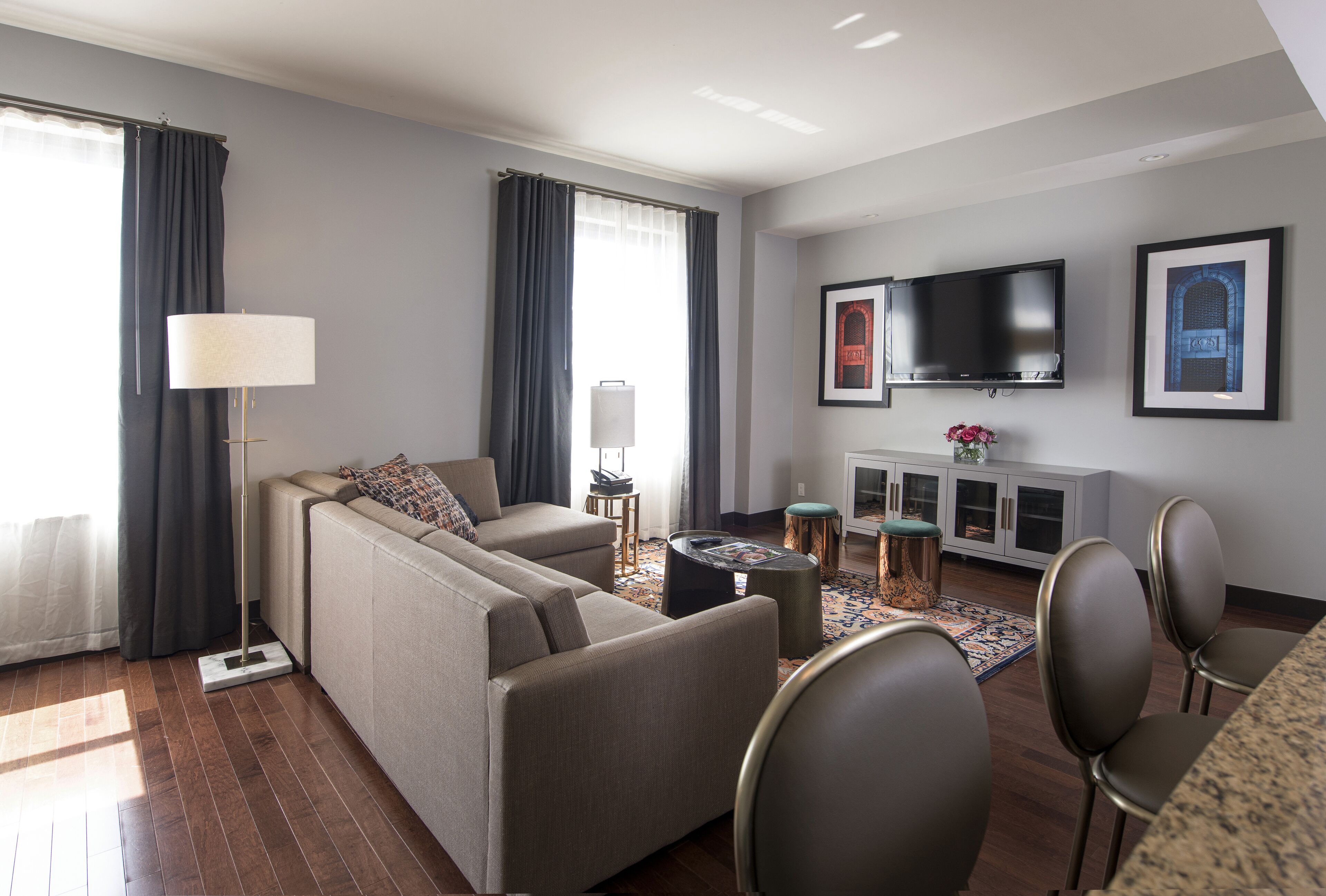 suite, 1 king bed with sofa bed (mayo ) | living area | lcd tv, ipod dock