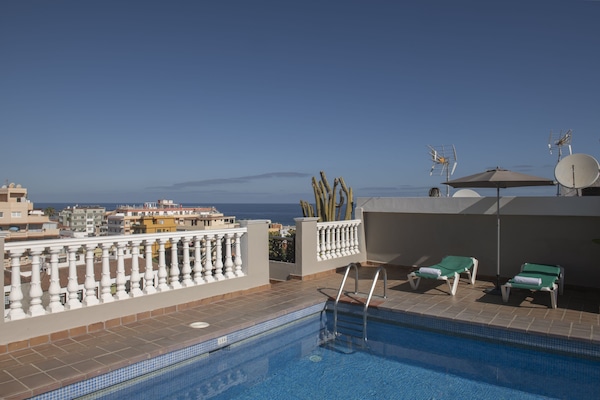 Outdoor pool, pool loungers