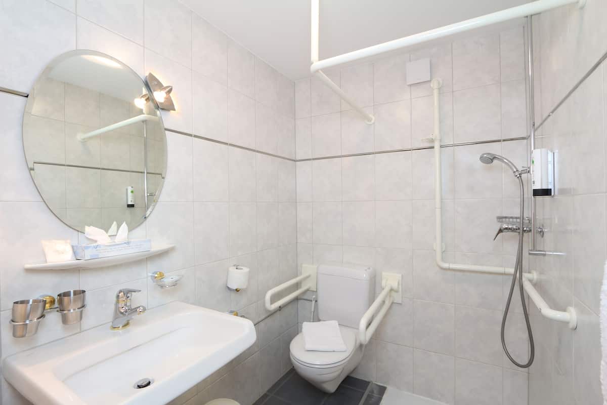 economy single room | bathroom | free toiletries, hair dryer, bathrobes, slippers