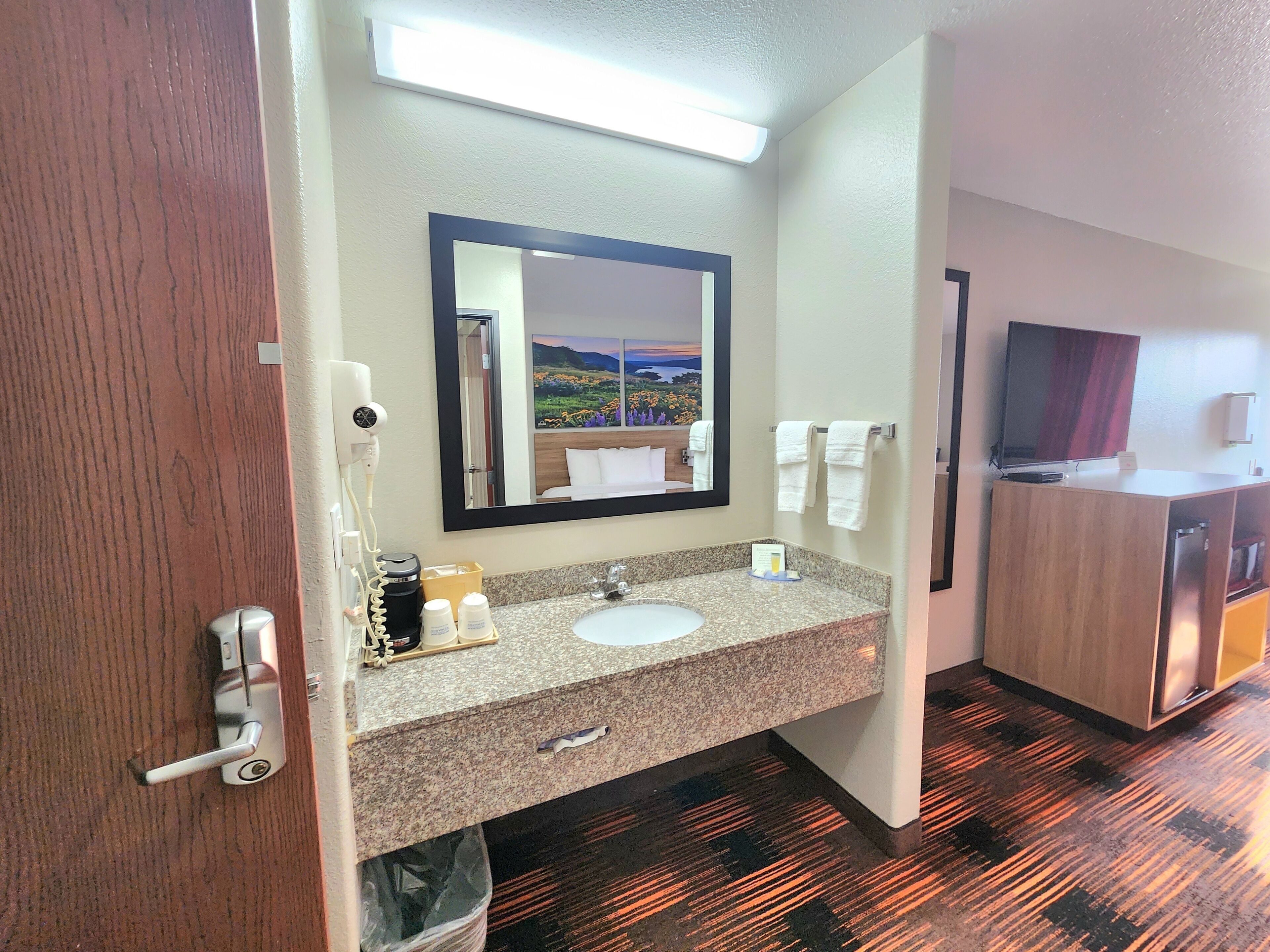 Free toiletries, hair dryer, towels
