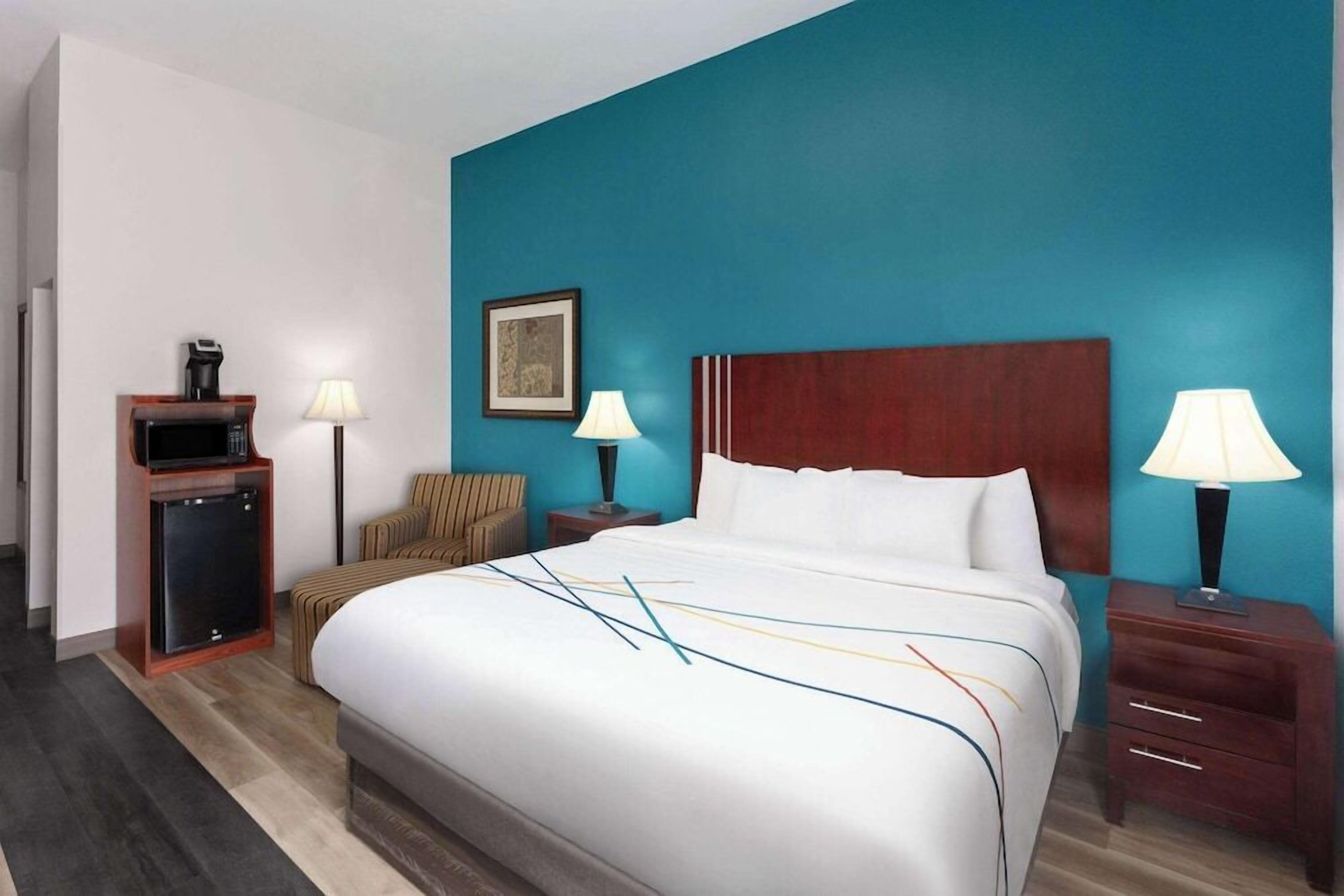 Premium bedding, desk, blackout curtains, iron/ironing board