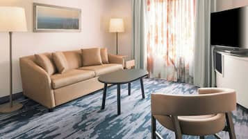 Suite, 1 Bedroom | Living room | 55-inch LCD TV with satellite channels, TV