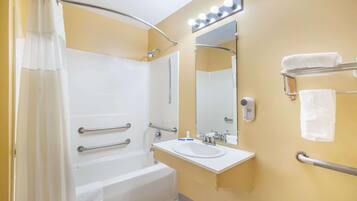 Room, 1 Queen Bed, Accessible, Non Smoking | Bathroom | Combined shower/tub, free toiletries, hair dryer, towels
