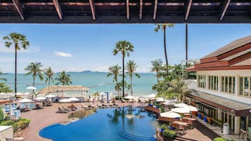 2 outdoor pools, open 6:00 AM to 7:00 PM, cabanas (surcharge)