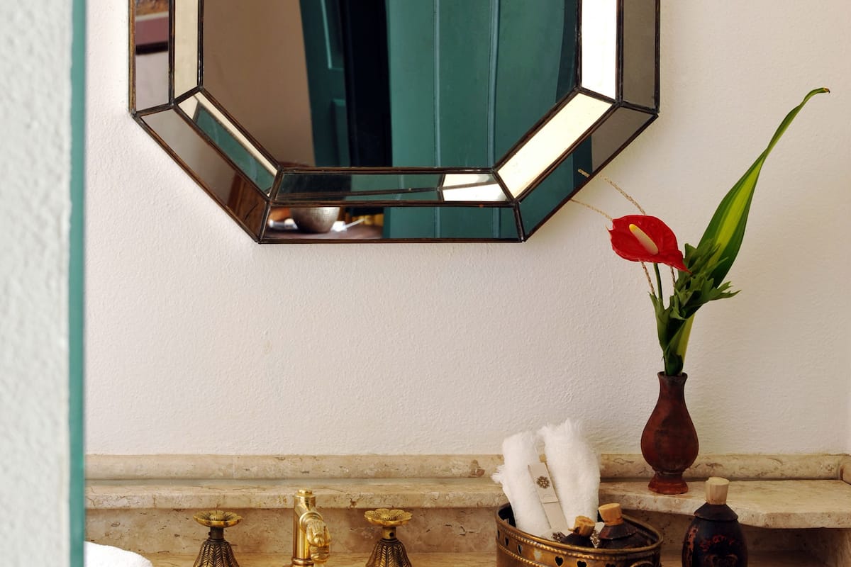 deluxe room | bathroom | shower, designer toiletries, hair dryer, bathrobes