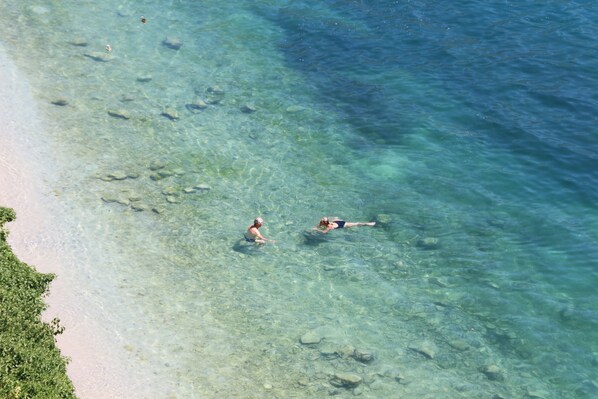 Private beach, sun loungers, beach umbrellas, sailing
