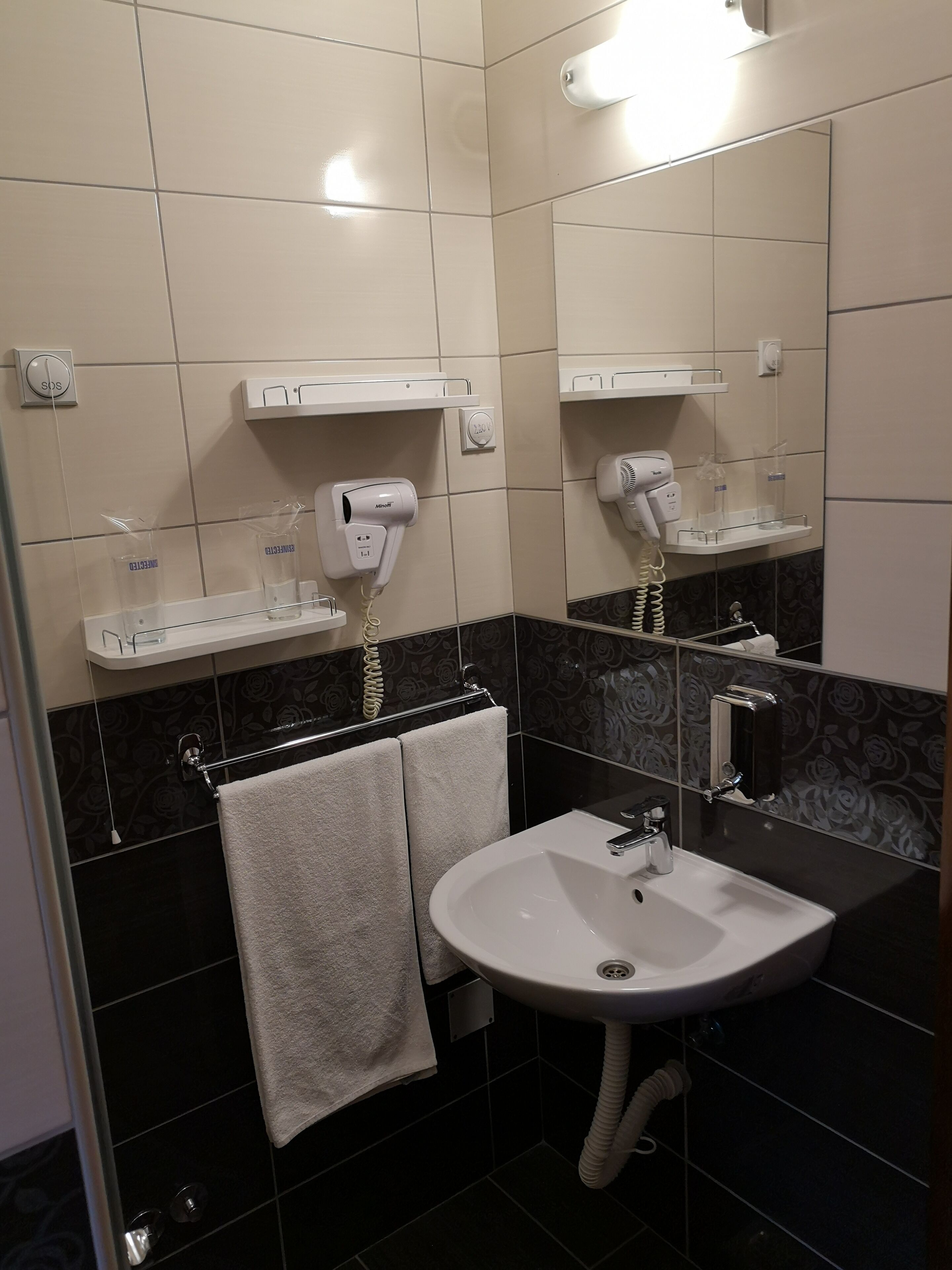 shower, free toiletries, hair dryer, slippers