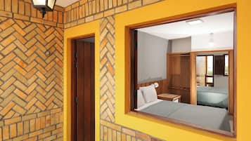 Chambre Double, balcon, vue piscine