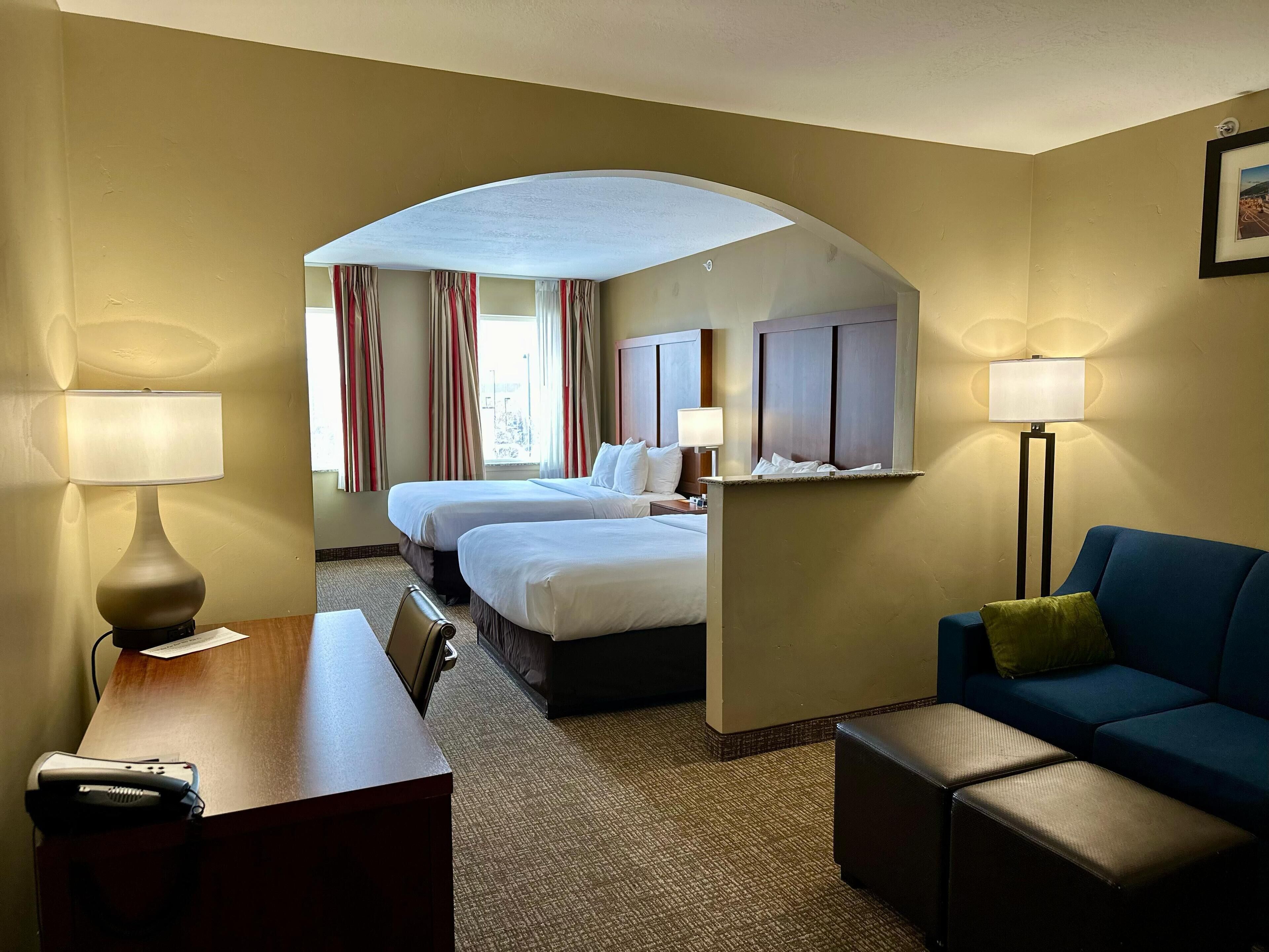 Suite, Multiple Beds, Non Smoking | Pillowtop beds, desk, soundproofing, iron/ironing board