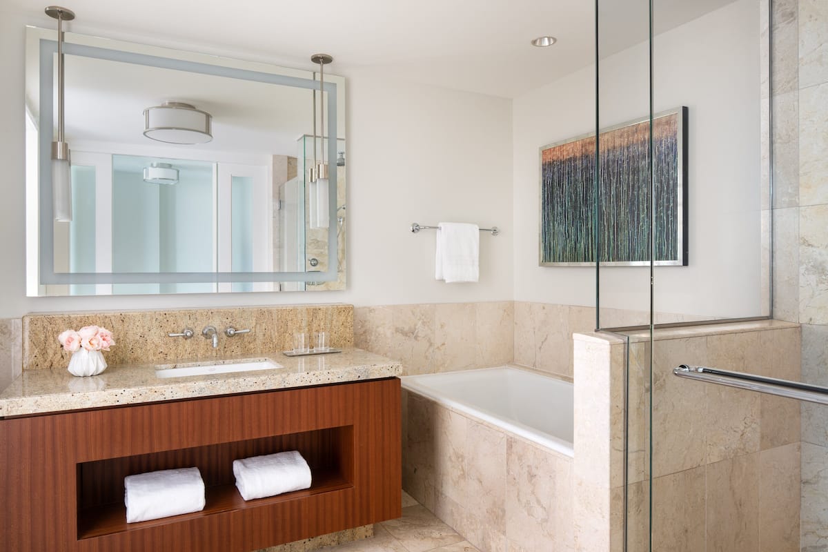 Room, 2 Double Beds, Non Smoking, City View | Bathroom | Separate bathtub and shower, deep-soaking bathtub, designer toiletries