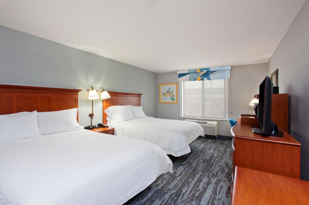 Hypo-allergenic bedding, blackout curtains, iron/ironing board