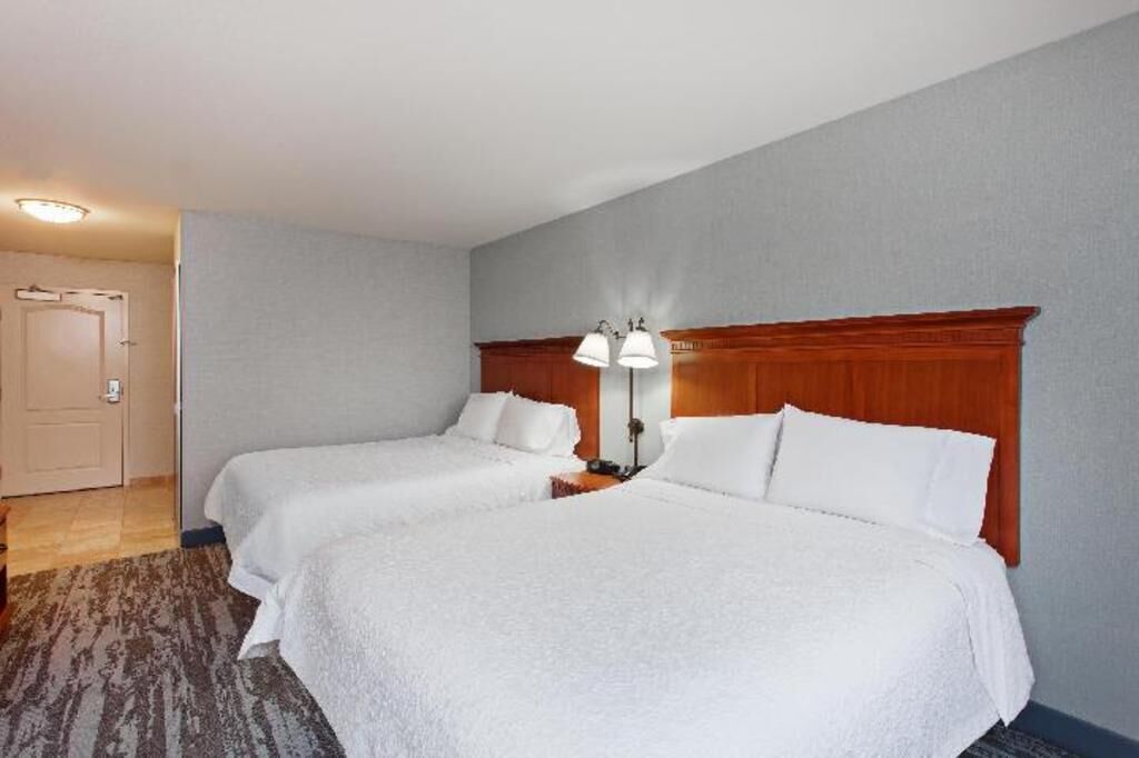 Hypo-allergenic bedding, blackout curtains, iron/ironing board