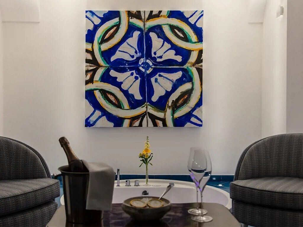 premium deluxe con vista mare | living area | 20-inch flat-screen tv with satellite channels, tv