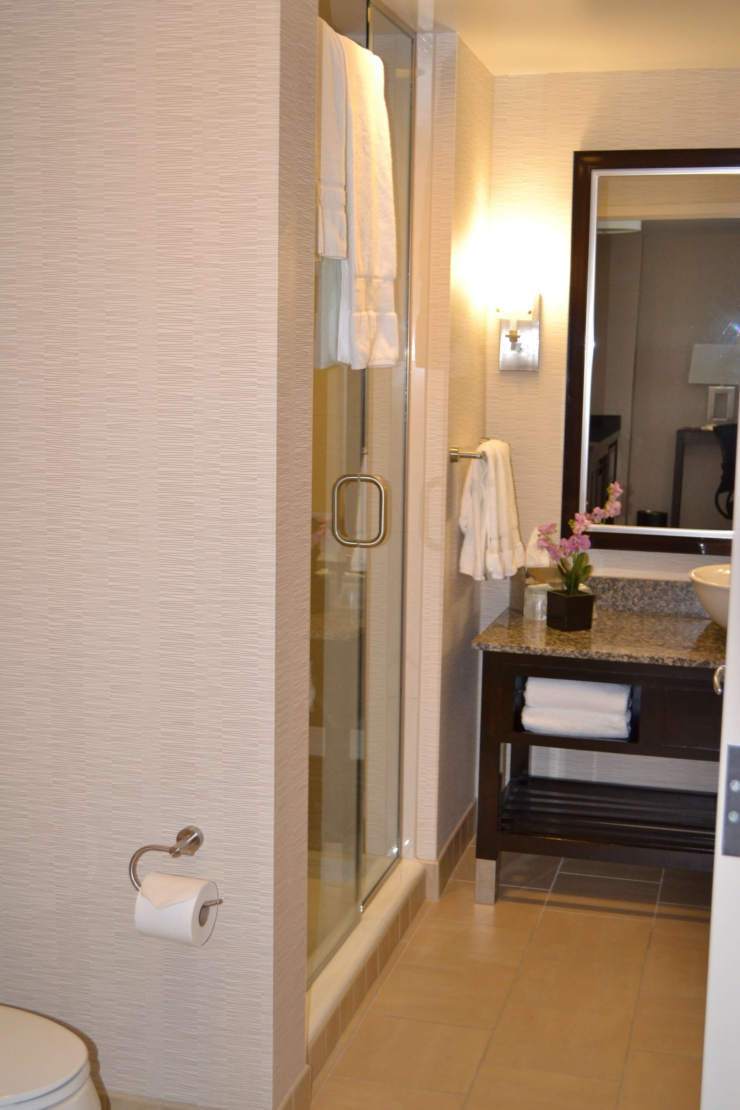 free toiletries, hair dryer, bathrobes, towels