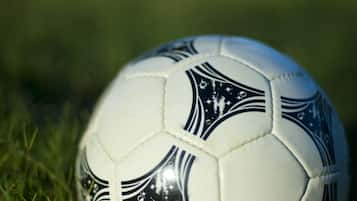 A soccer ball on grass.