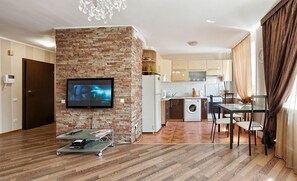Departamento estándar | Área de sala de estar | Televisión de plasma y reproductor de DVD 
