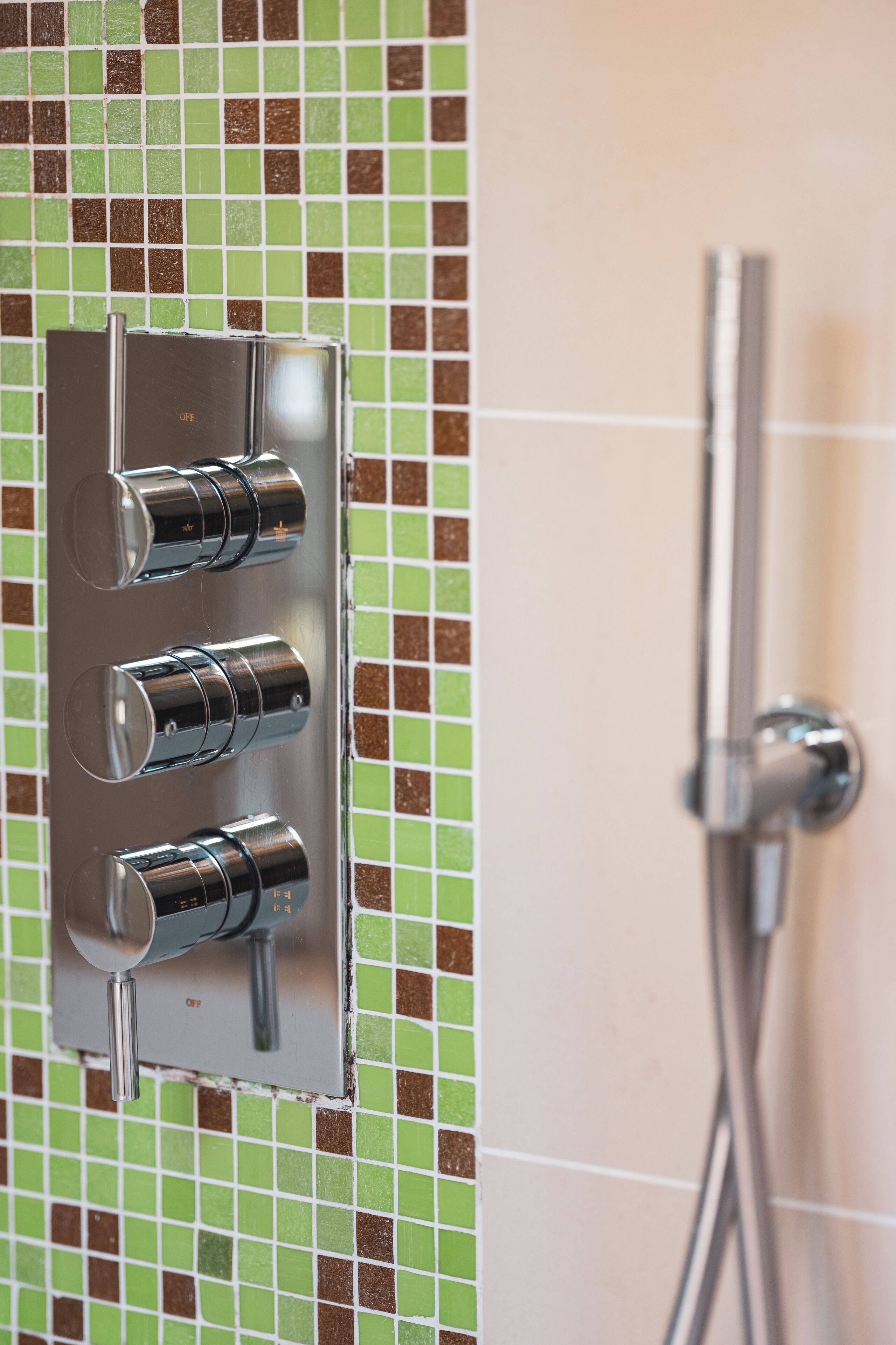 deluxe triple room, 1 double bed with sofa bed | bathroom | shower, free toiletries, hair dryer, towels