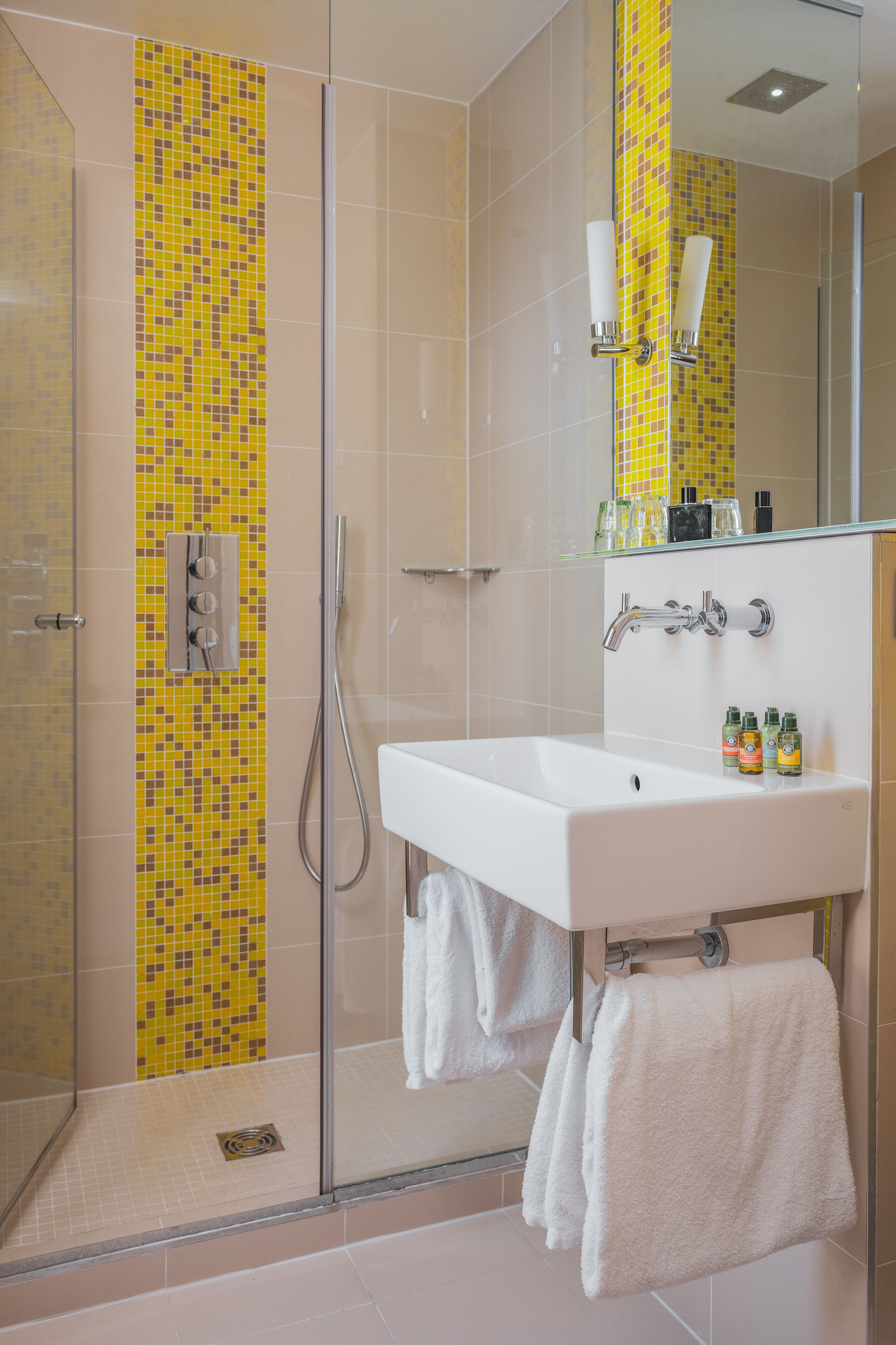 deluxe double room, 1 double bed | bathroom | shower, free toiletries, hair dryer, towels