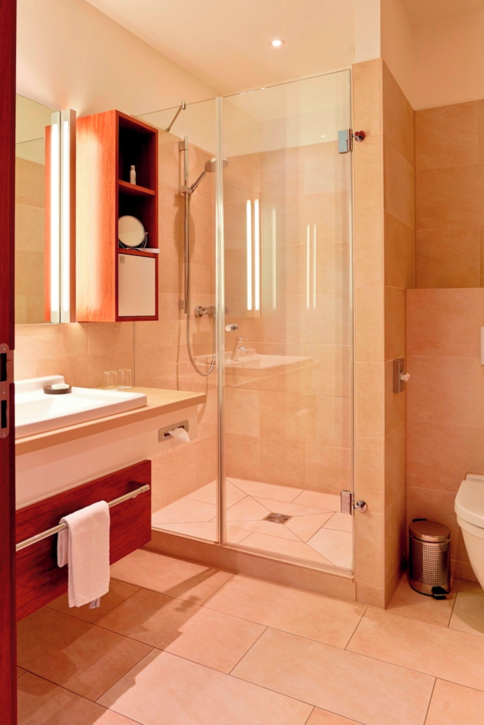 shower, free toiletries, hair dryer, bathrobes