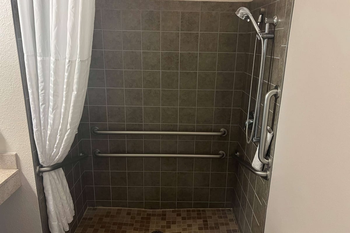 room, 1 king bed, accessible | bathroom | combined shower/bathtub, free toiletries, hair dryer, towels