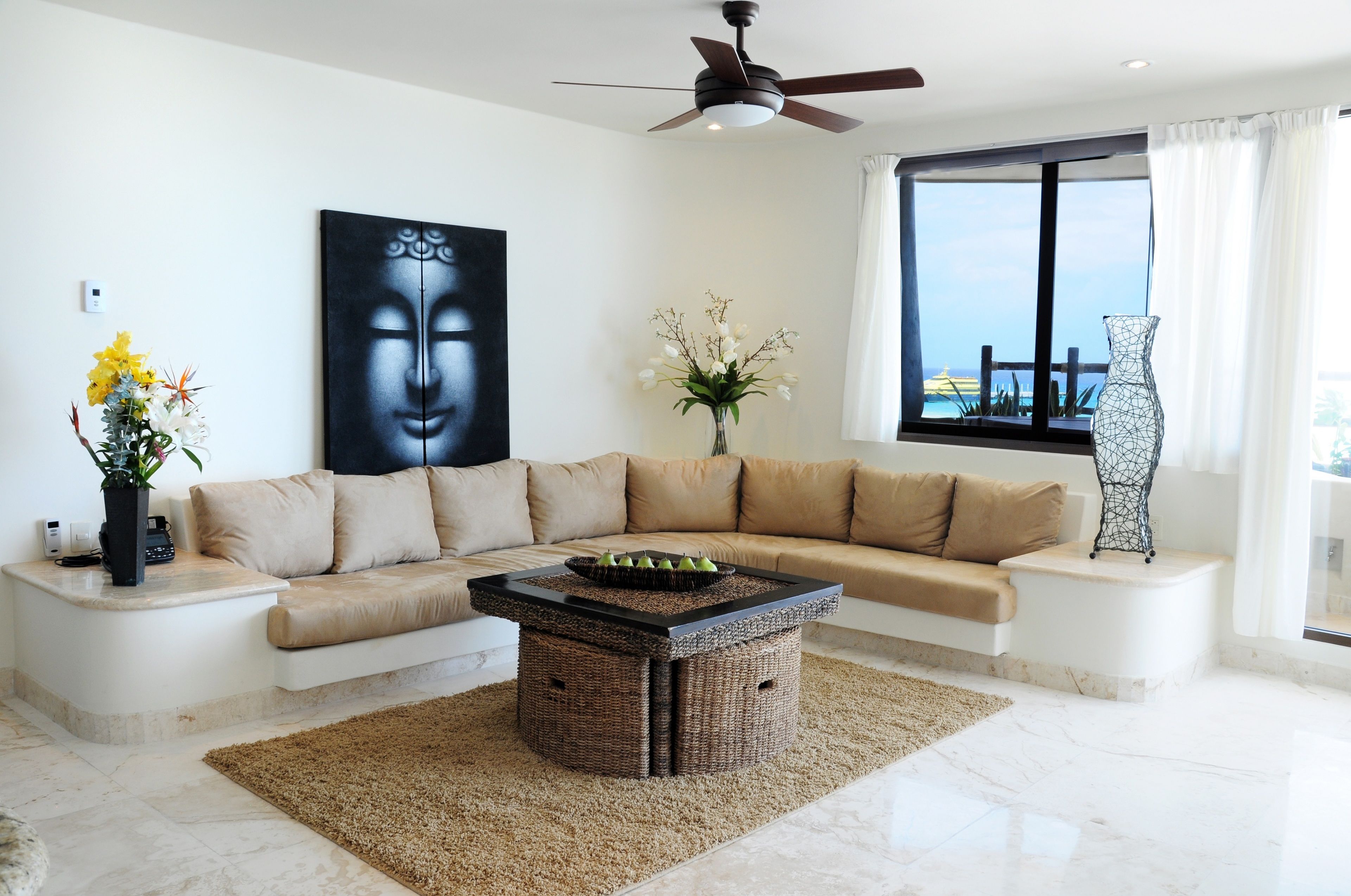 premium condo, 3 bedrooms, ocean view | living area