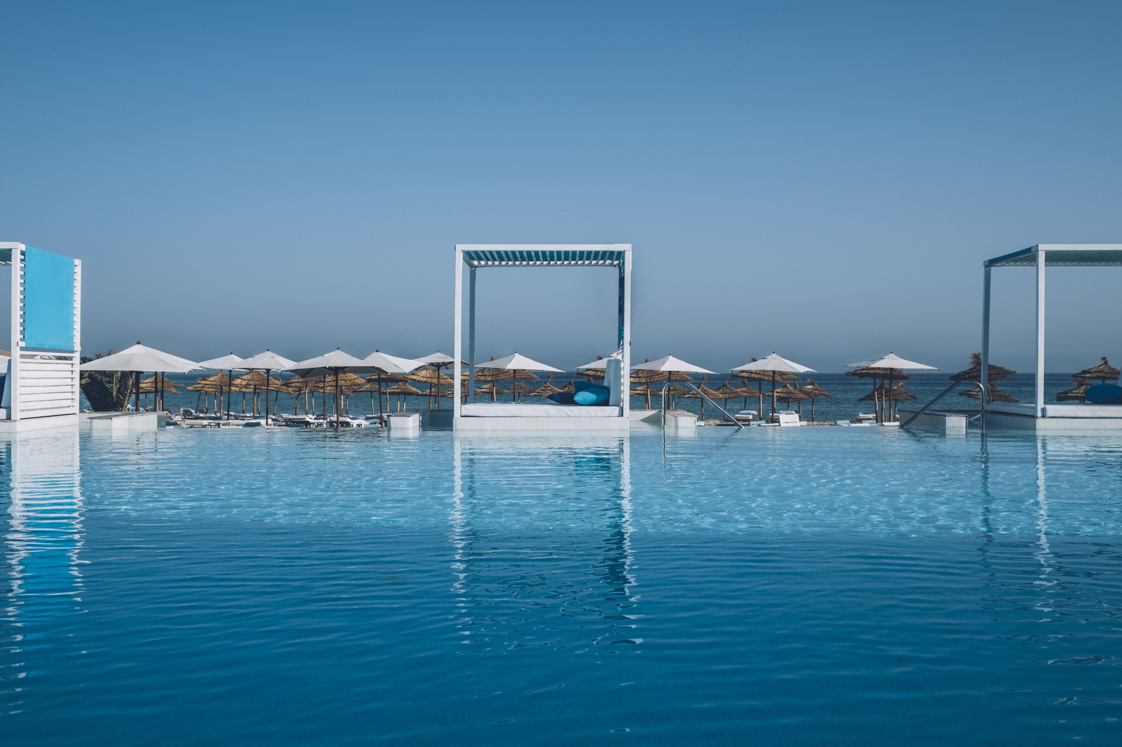 Indoor pool, 2 outdoor pools, pool umbrellas, sun loungers