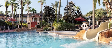 Outdoor pool, sun loungers