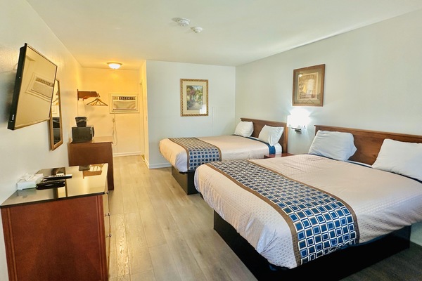 Standard Room, 2 Queen Beds, Non Smoking, Refrigerator & Microwave | Desk, WiFi (free), bed sheets