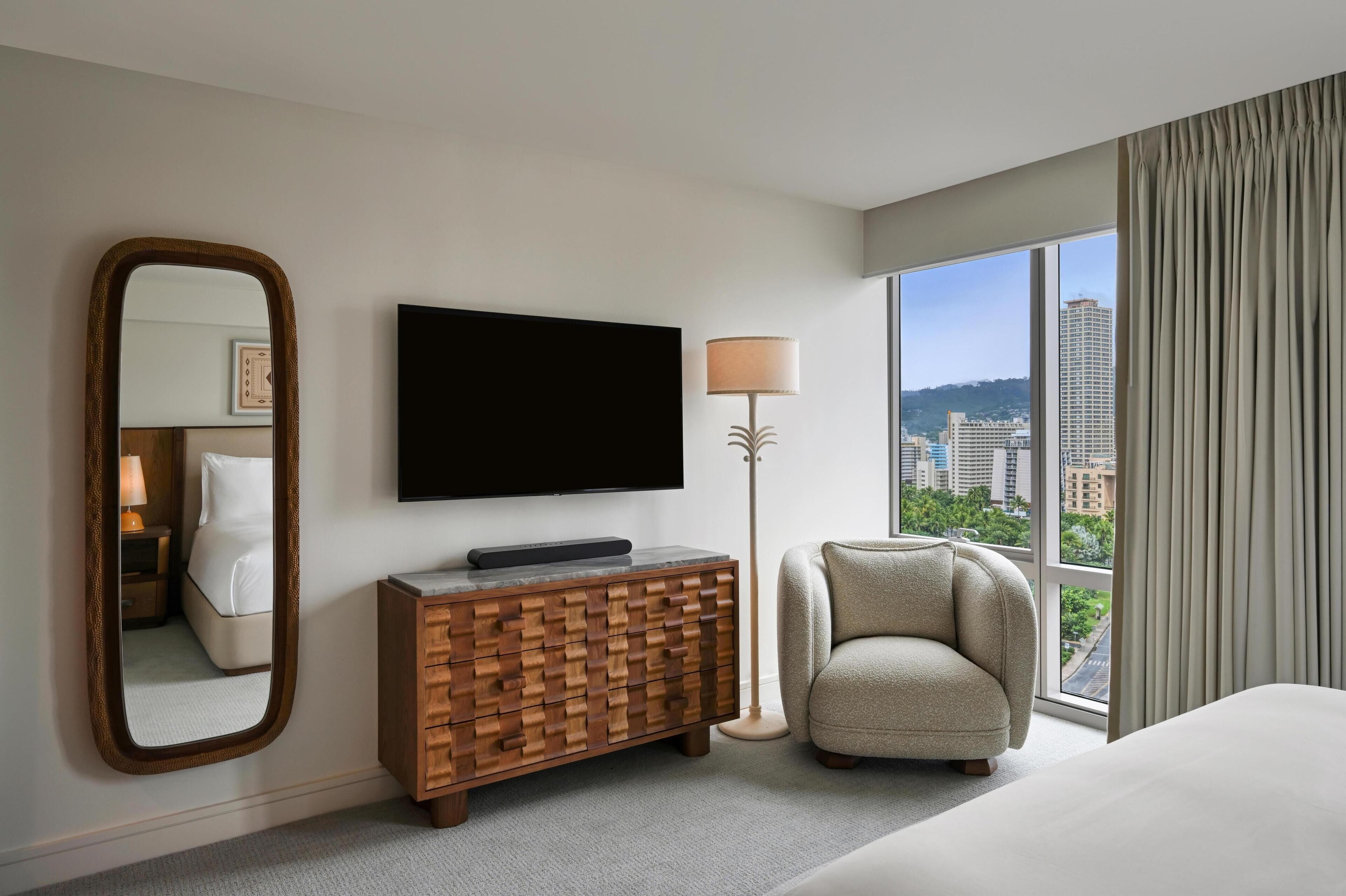 Superior Room, 1 King Bed, City View (Newly Renovated) | Living area | 55-inch LED TV with cable channels, TV, pay movies