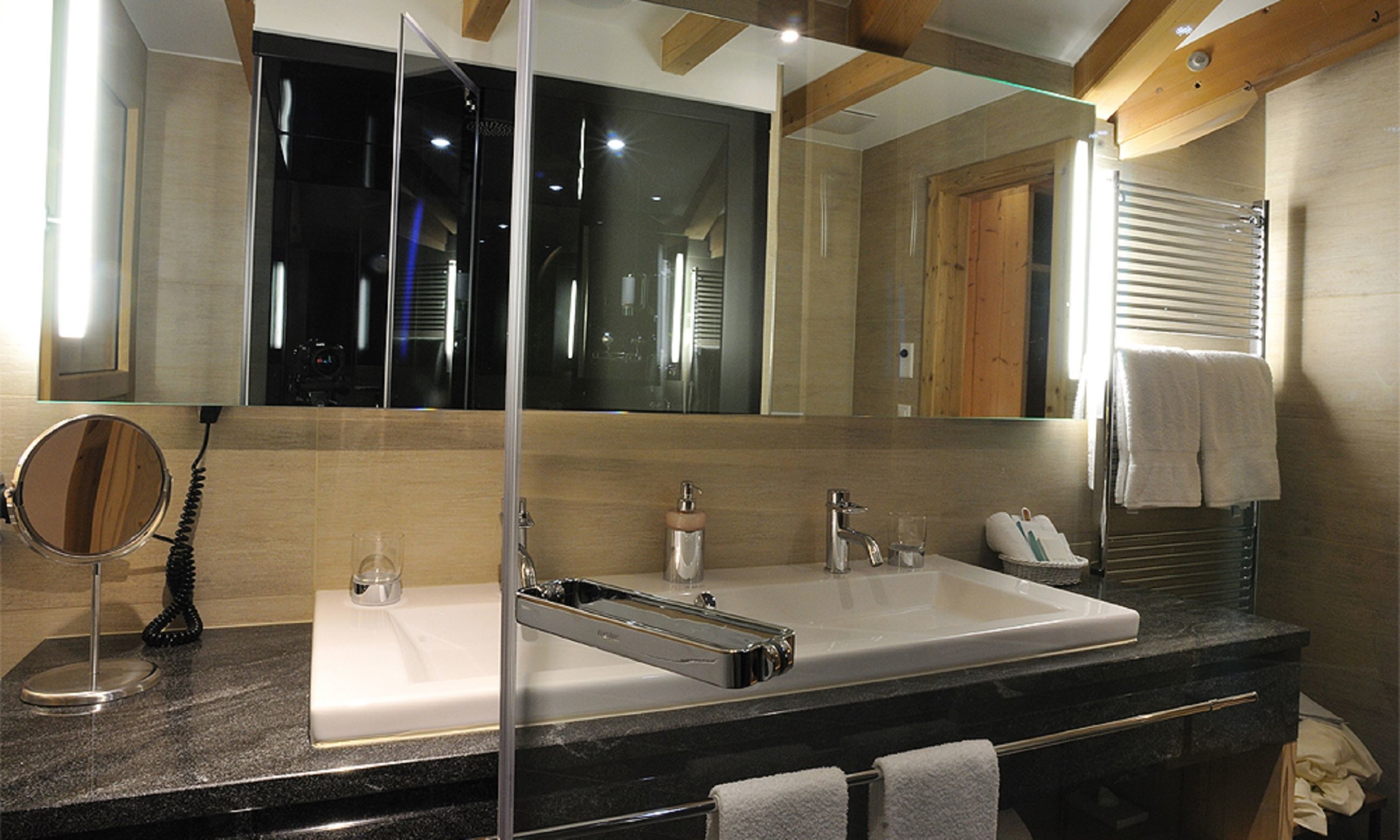 double room, balcony, mountain view | bathroom | hair dryer, bathrobes, towels