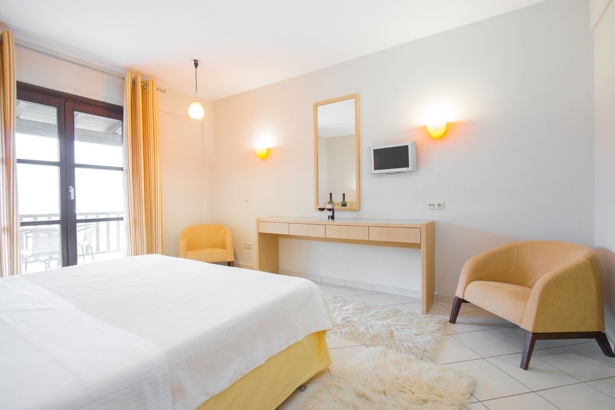 double room (meteora view) | premium bedding, down duvets, in-room safe, desk