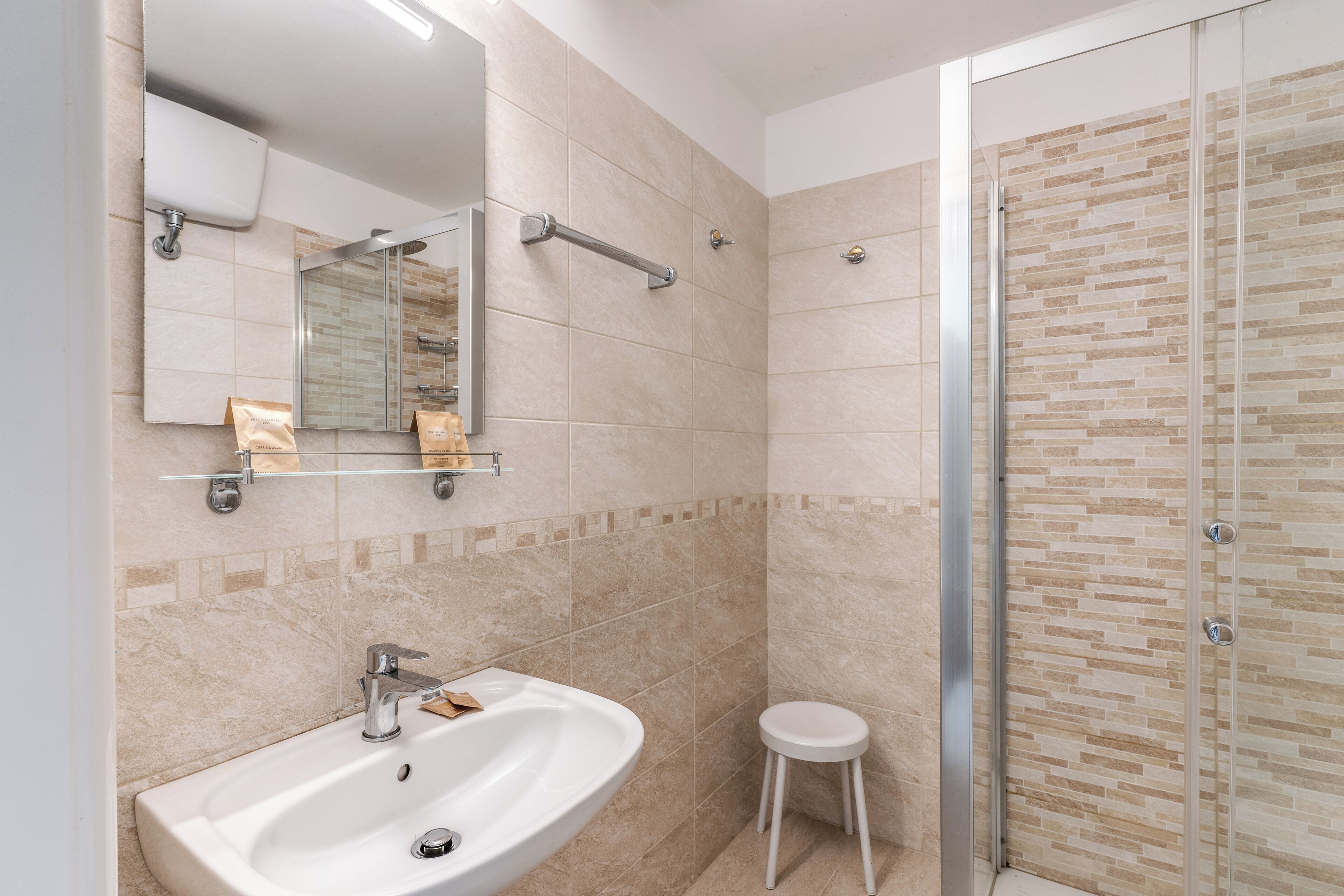 double room | bathroom | shower, hair dryer, bidet, towels