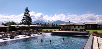 Indoor pool, seasonal outdoor pool, pool umbrellas, sun loungers