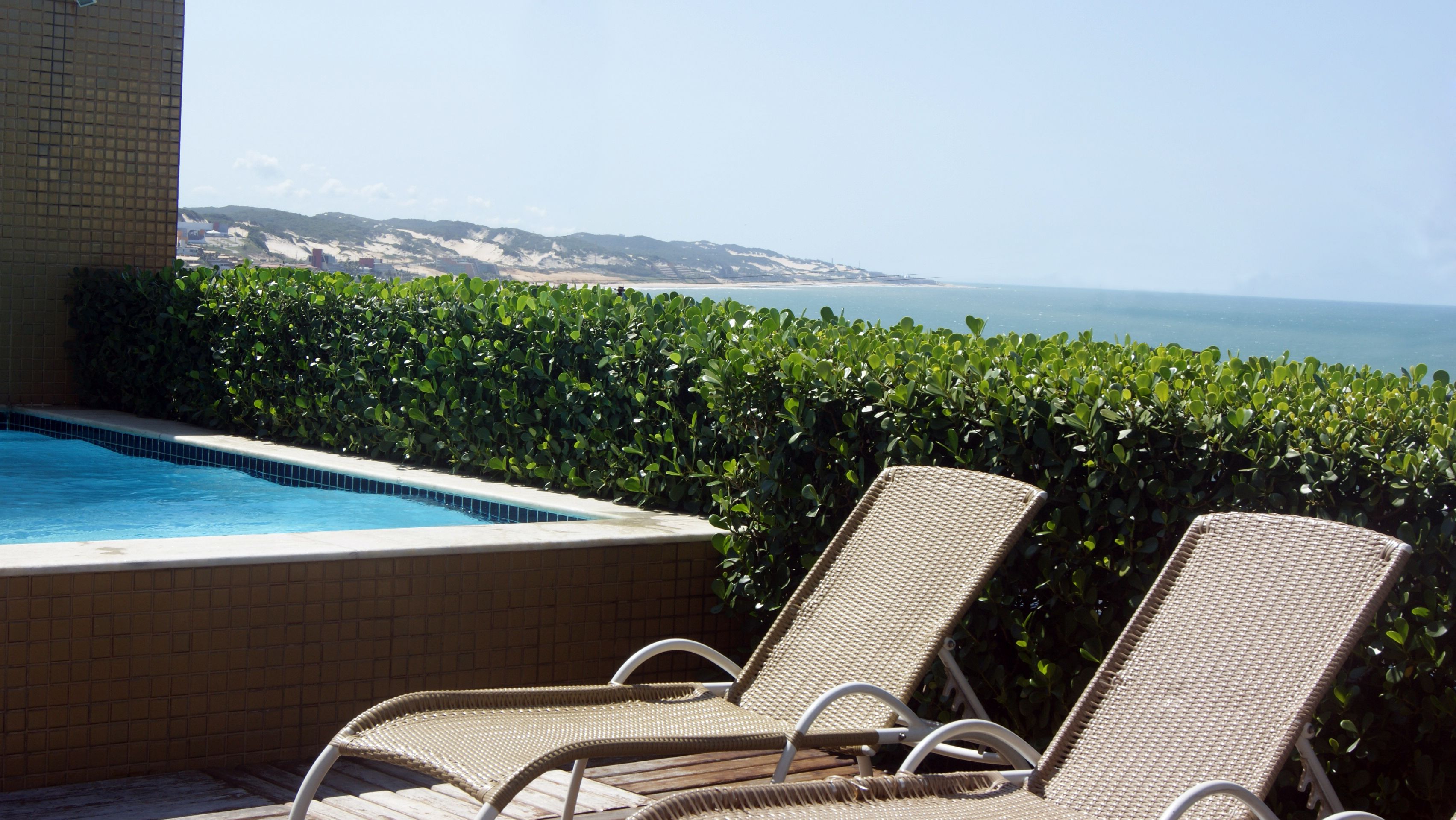 outdoor pool, pool loungers