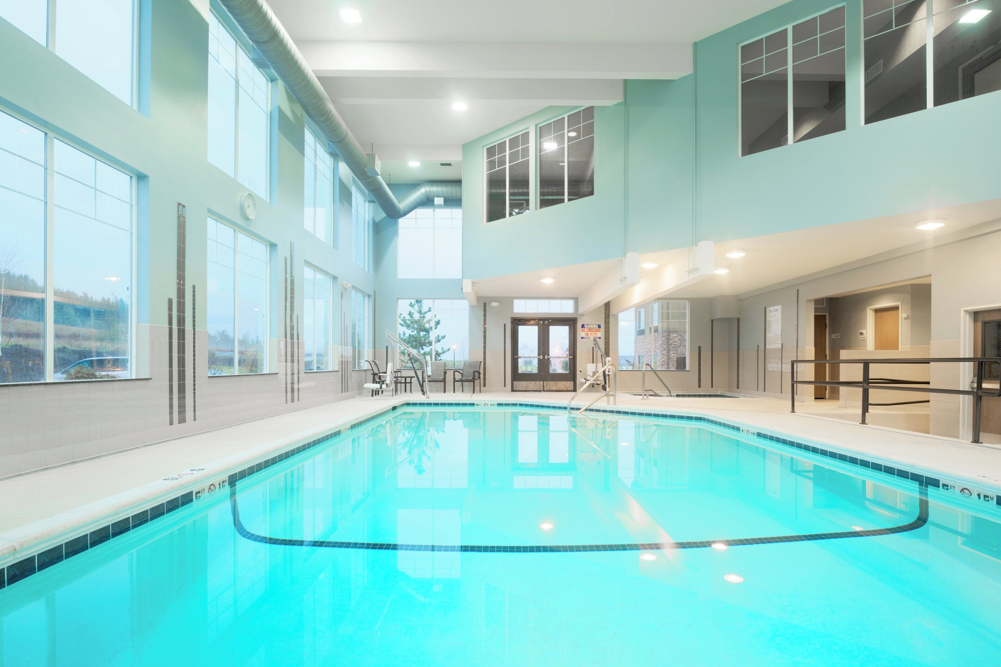 Indoor pool, open 6 AM to midnight, sun loungers