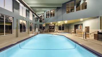 Indoor pool, open 6 AM to midnight, sun loungers