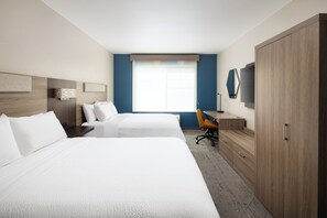 A hotel room with two beds, a desk, a chair, a wardrobe, and a television. - Holiday Inn Express Hotel & Suites NORTH SEQUIM by IHG (Sequim)