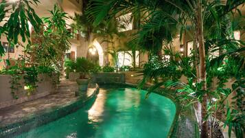 Outdoor pool, open 8:00 AM to 9:00 PM, pool umbrellas, sun loungers