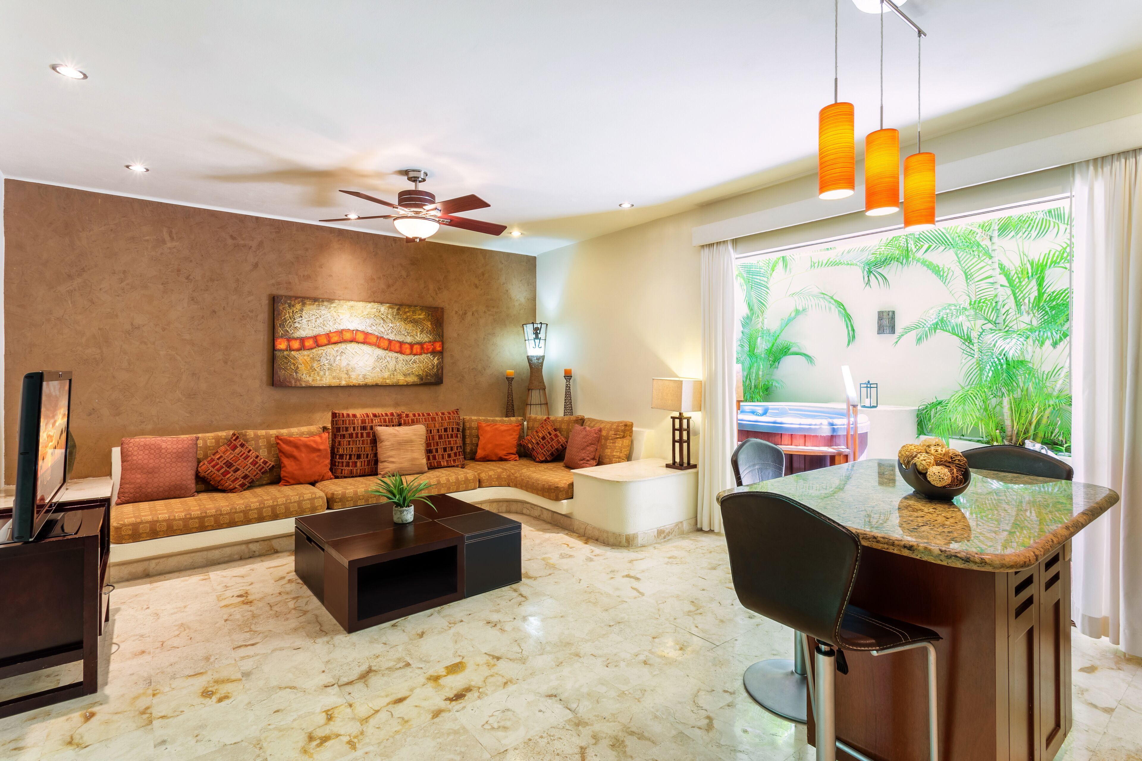 Family Condo, 2 Bedrooms, Kitchen | Living room | 42-inch Smart TV with cable channels