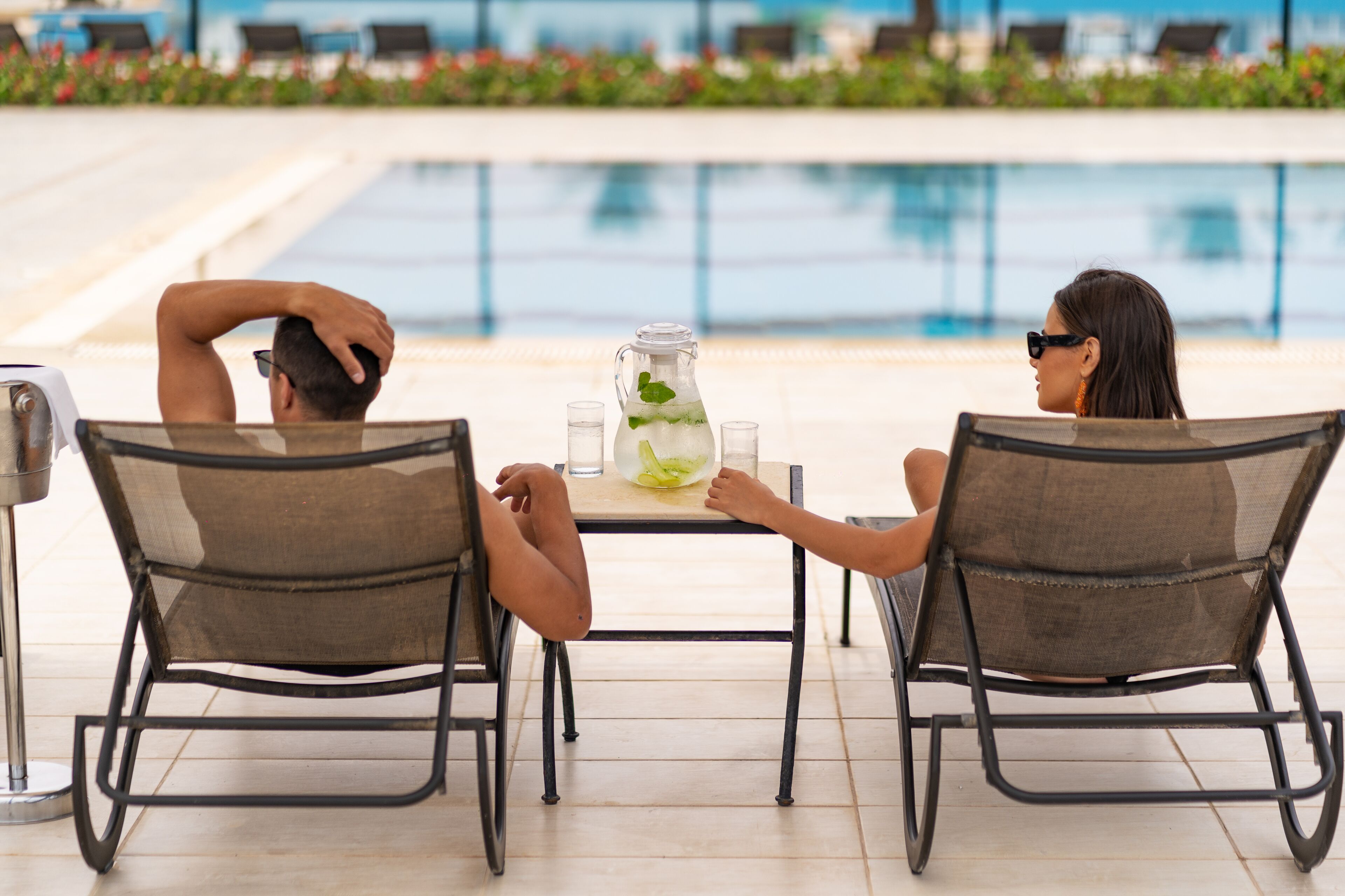 2 outdoor pools, pool umbrellas, pool loungers