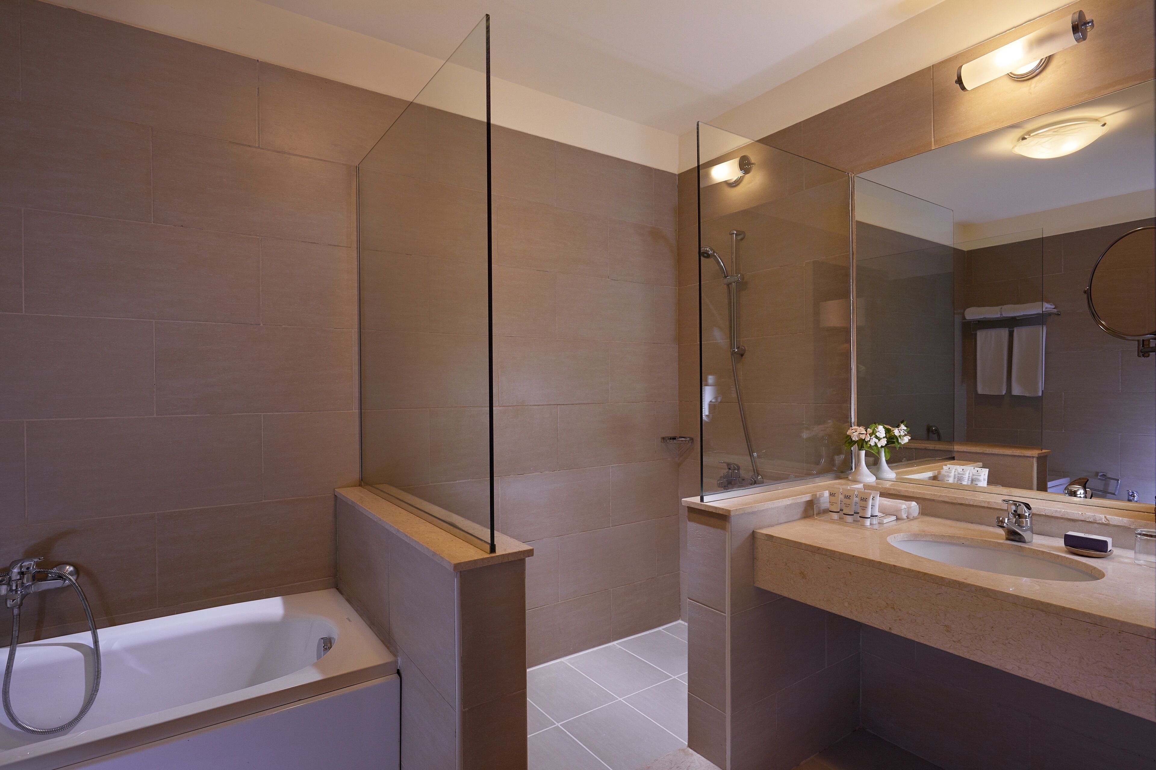 jetted bath, eco-friendly toiletries, hair dryer, bathrobes