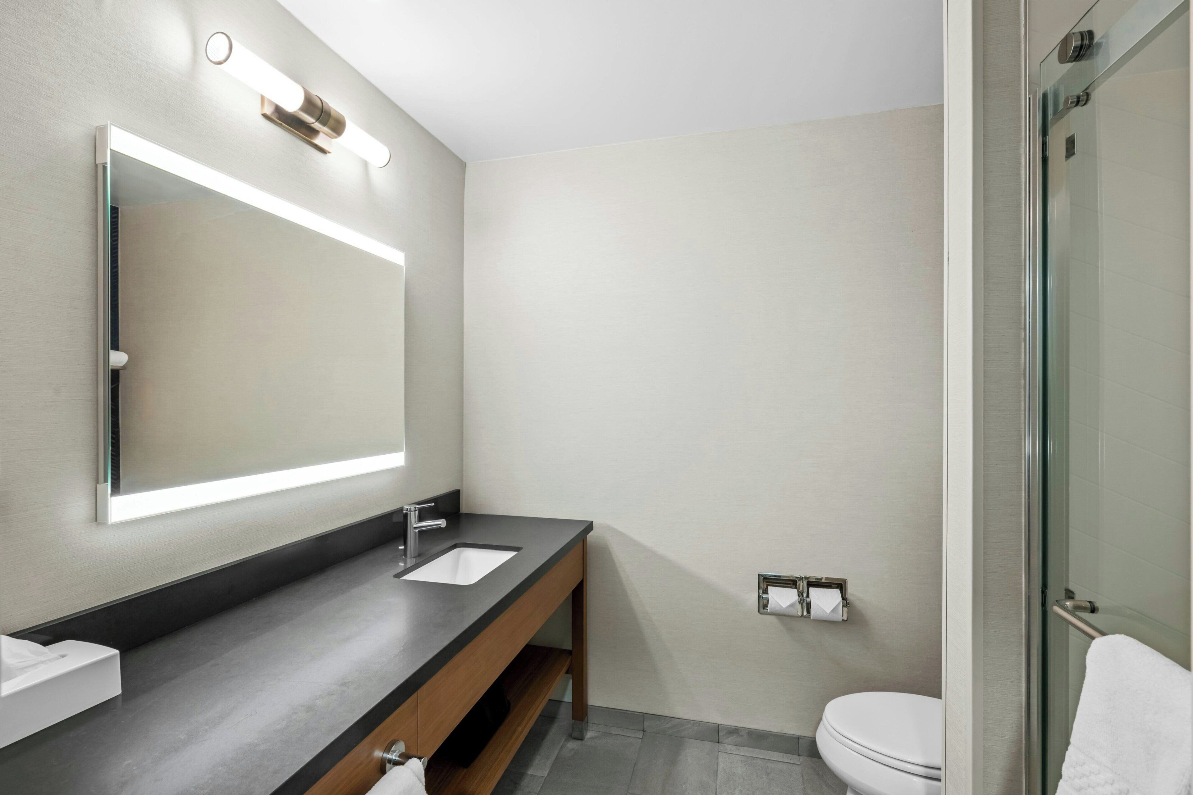 Bañera con ducha, artículos de tocador gratuitos, secador de pelo