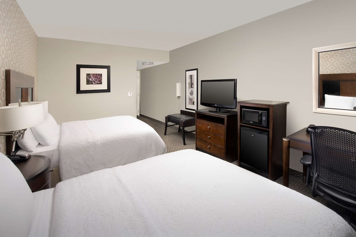 Down duvets, desk, blackout curtains, iron/ironing board
