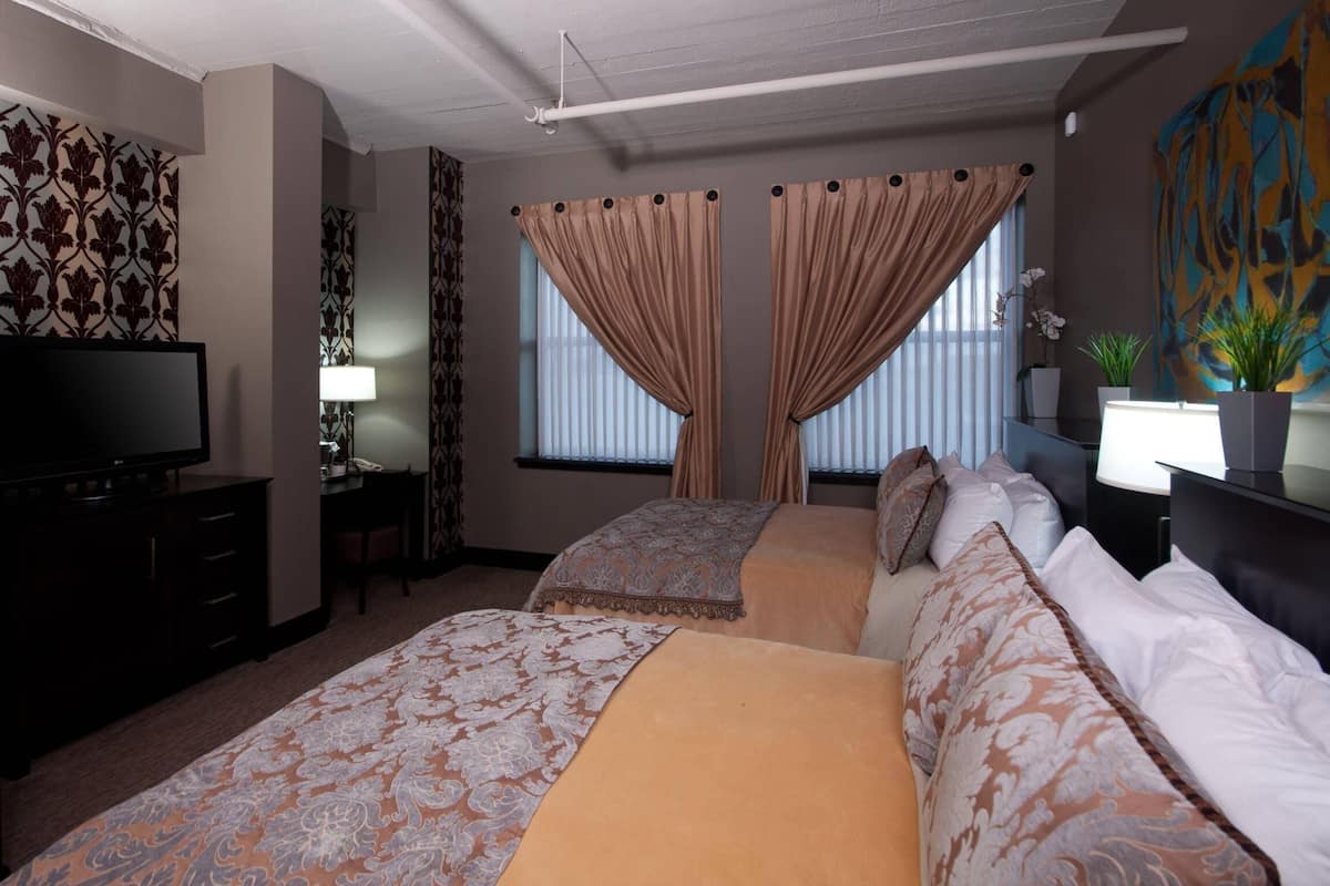 Standard Room, 2 Queen Beds, Non Smoking | Premium bedding, down comforters, pillowtop beds, desk