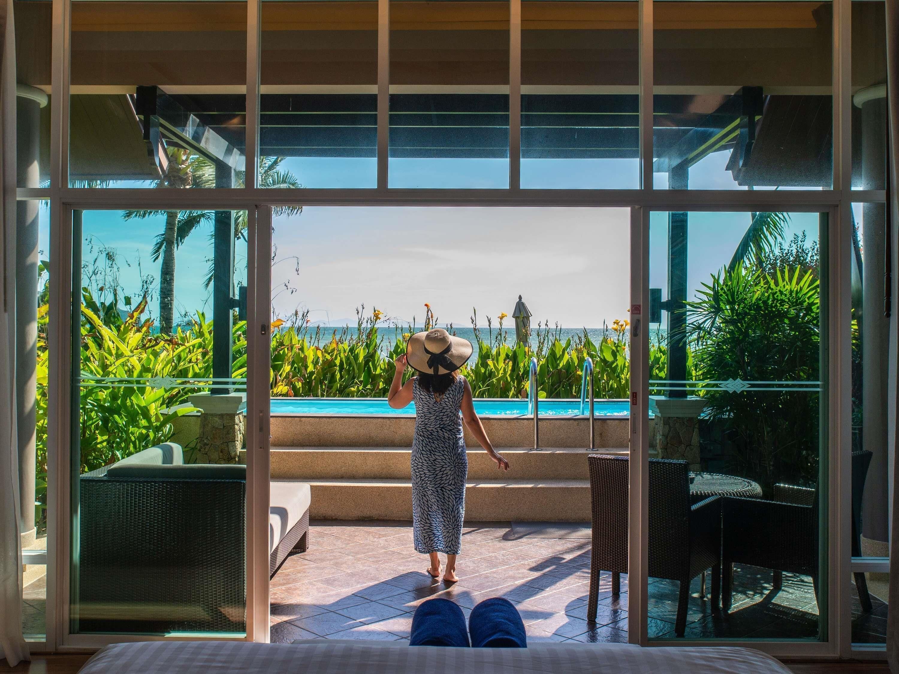 Villa, 1 très grand lit, en front de plage | 1 chambre, literie de qualité supérieure, couette en duvet d'oie